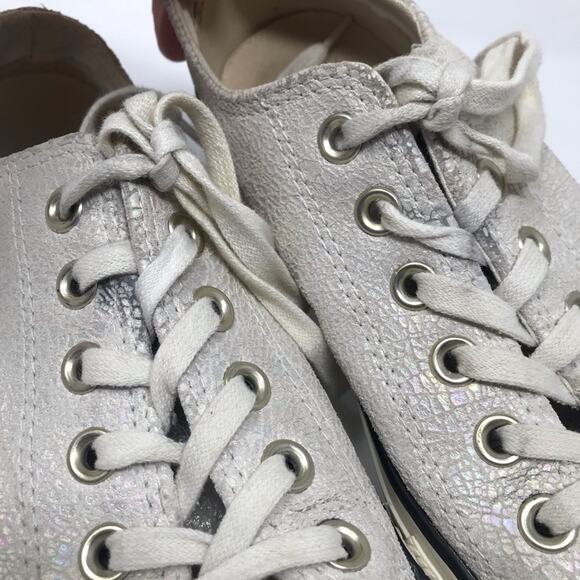 Converse All Stars CAS Crackled iridescent Leather Sneakers Shoes womens 7.5 - Picture 13 of 14
